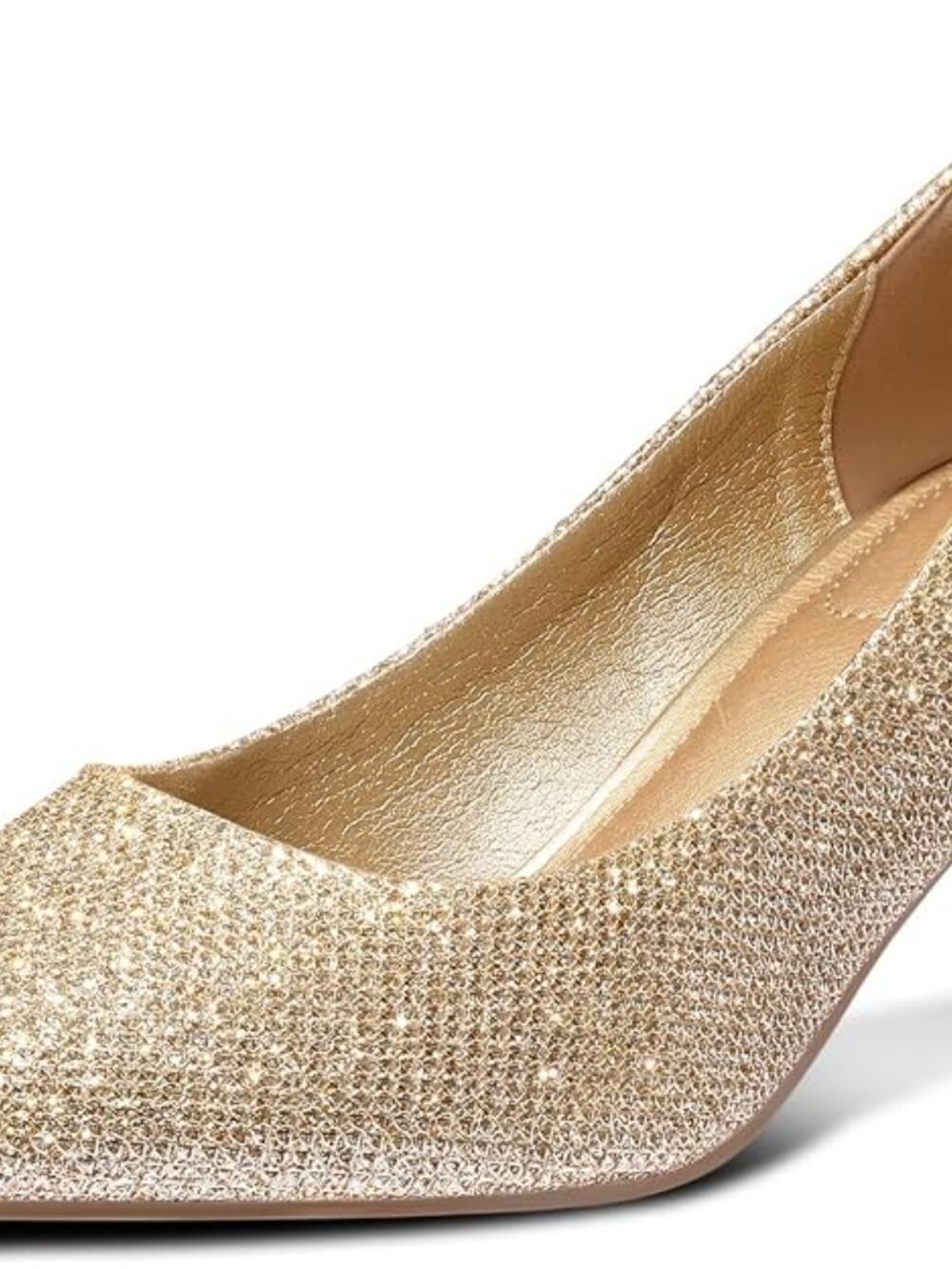 Women's Gold Comfortable Stylish Perfect for Wedding pointed Toe Low Heel Pumps